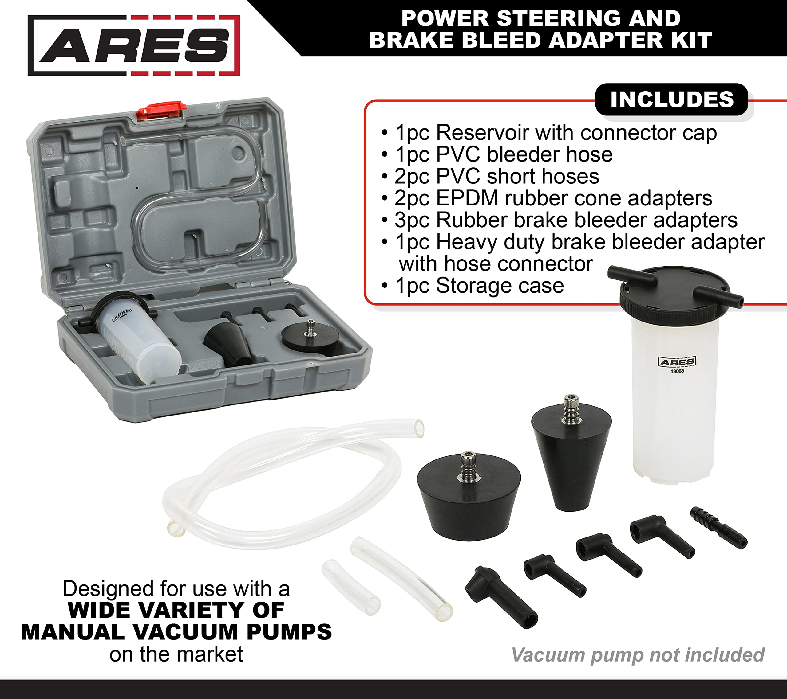 18068 Power Steering And Brake Bleed Adapter Kit