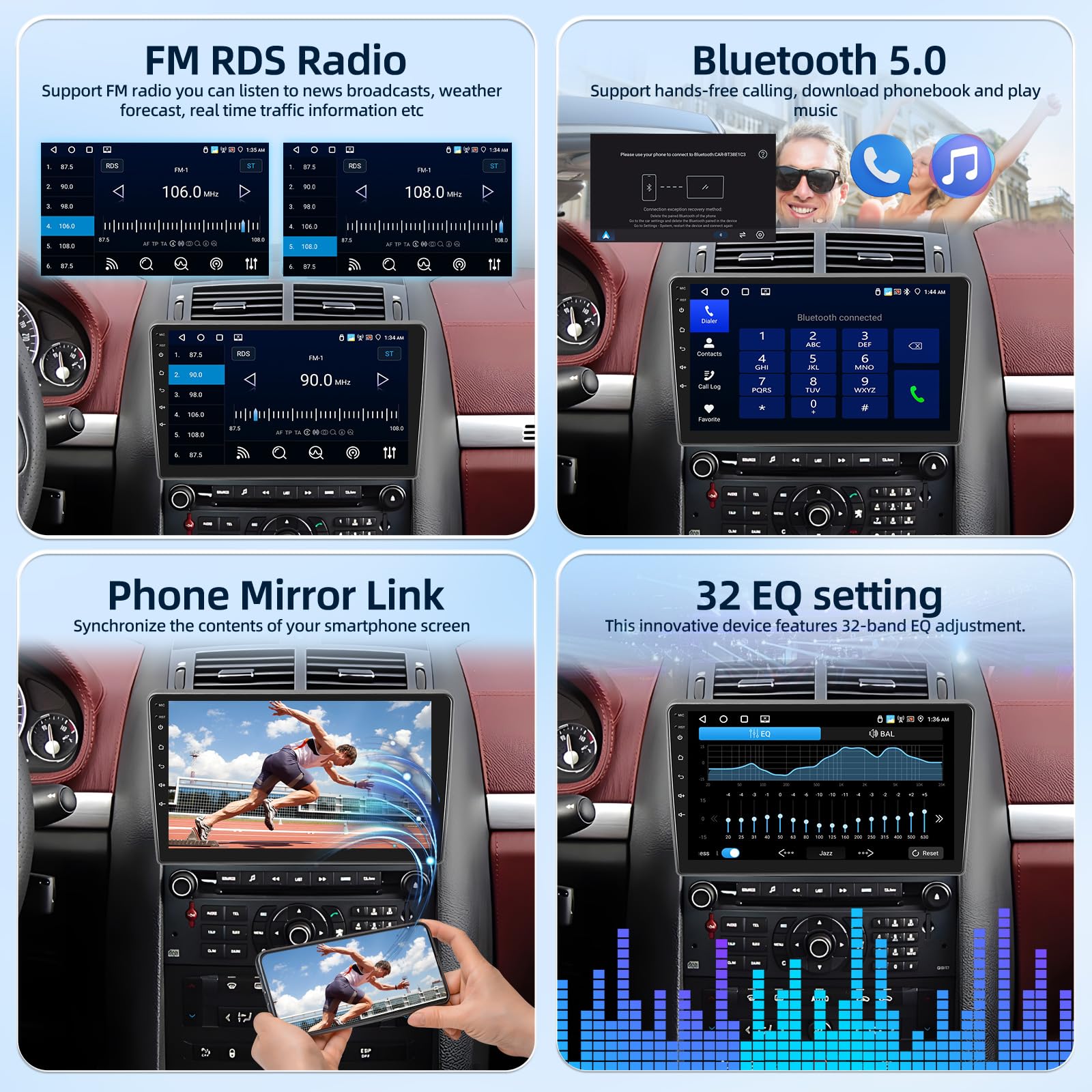 [4G+64G] Android Autoradio pour Peugeot 407 2004-2011 avec Carplay & Android Auto sans Fil, Écran Tactile IPS 9 Pouces avec GPS, WiFi, 32EQ, Bluetooth 5.0, Radio FM/RDS