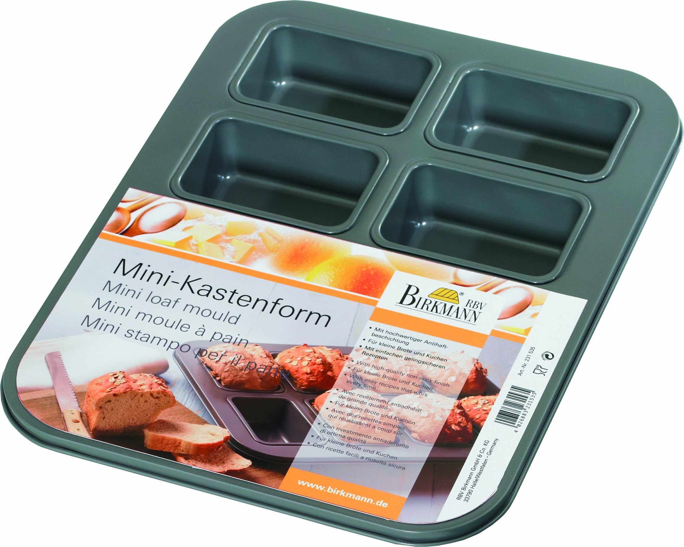Birkmann Mini Loaf 8 Moulds, Aluminium, Grey, 35 x 27 x 4 cm