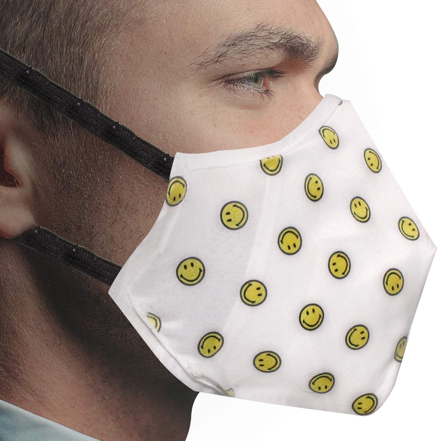 ORILEY ORSM04 Smiley Washable & Reusable Face Mask with 2 Replacement Filter & Adjustable Headloop Elastic Breathable Protective Mouth Cover (10 Pcs) 4