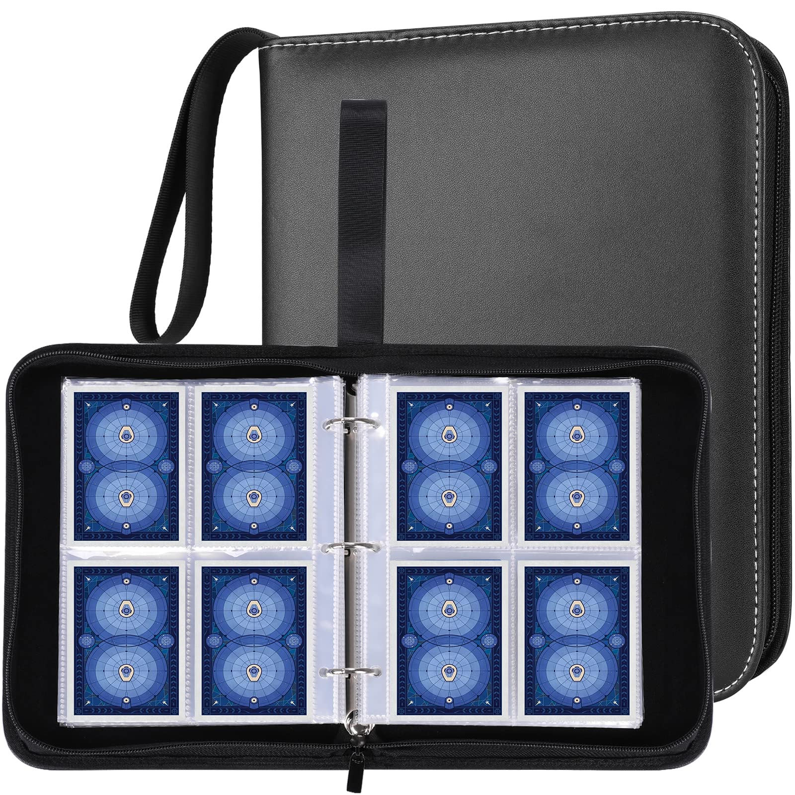 ProCase 4-Pocket Binder Compatible with Trading Cards, 400 Pockets Portable Trading Cards Holder Collector Album with 50 Removable Sheets for Boys Girls -Pure Black
