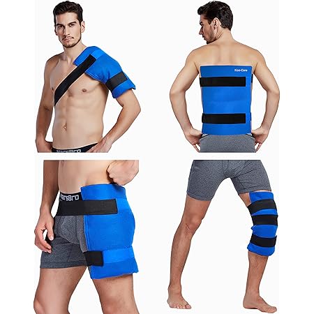 Koo-Care Large Flexible Gel Ice Pack & Wrap with Straps for Hot Cold Therapy - Pain Relief for Shoulder Rotator Cuff, Back, Hip, Knee Replacement - Sprains, Muscle Pain, Bruises, Injuries - 11" x 14"