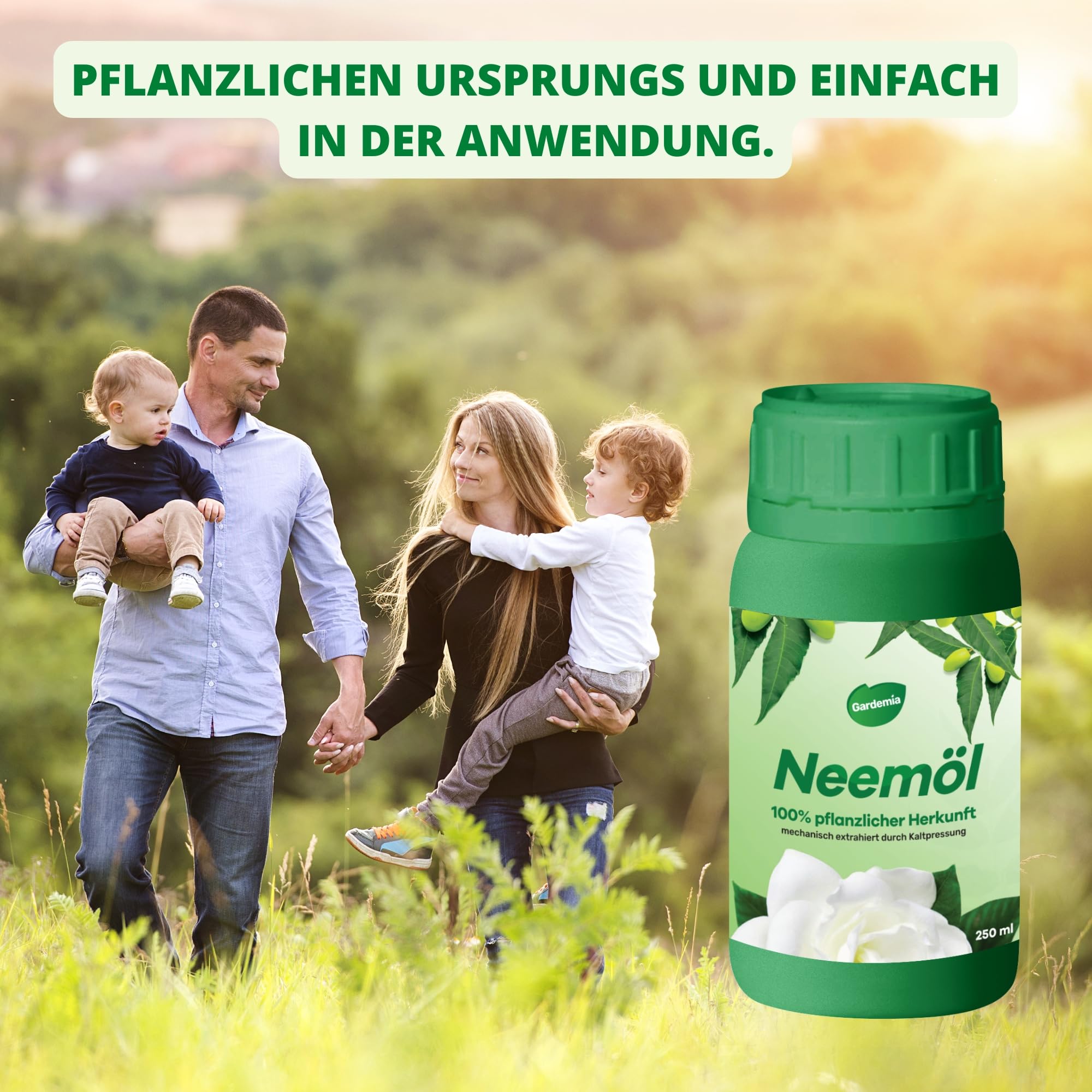 Gardemia Neemöl mit Emulgator 250ml mit Wasser mischbar 100% pflanzlichen Ursprungs mechanisch durch Kaltpressung der Früchte des Neembaums extrahiert