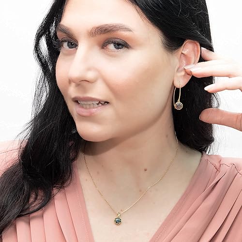 Miniatura 10 de 14K Gold Plated Blue Opal Necklaces for Women - Blue Opal Birthstone Necklace - Gold over 925 Sterling Silver - Gold Pendant Necklaces - Gold