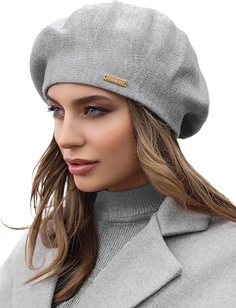 Beret - Warm Lined Wool Angora Knit Berets - French Paris Hat for Women