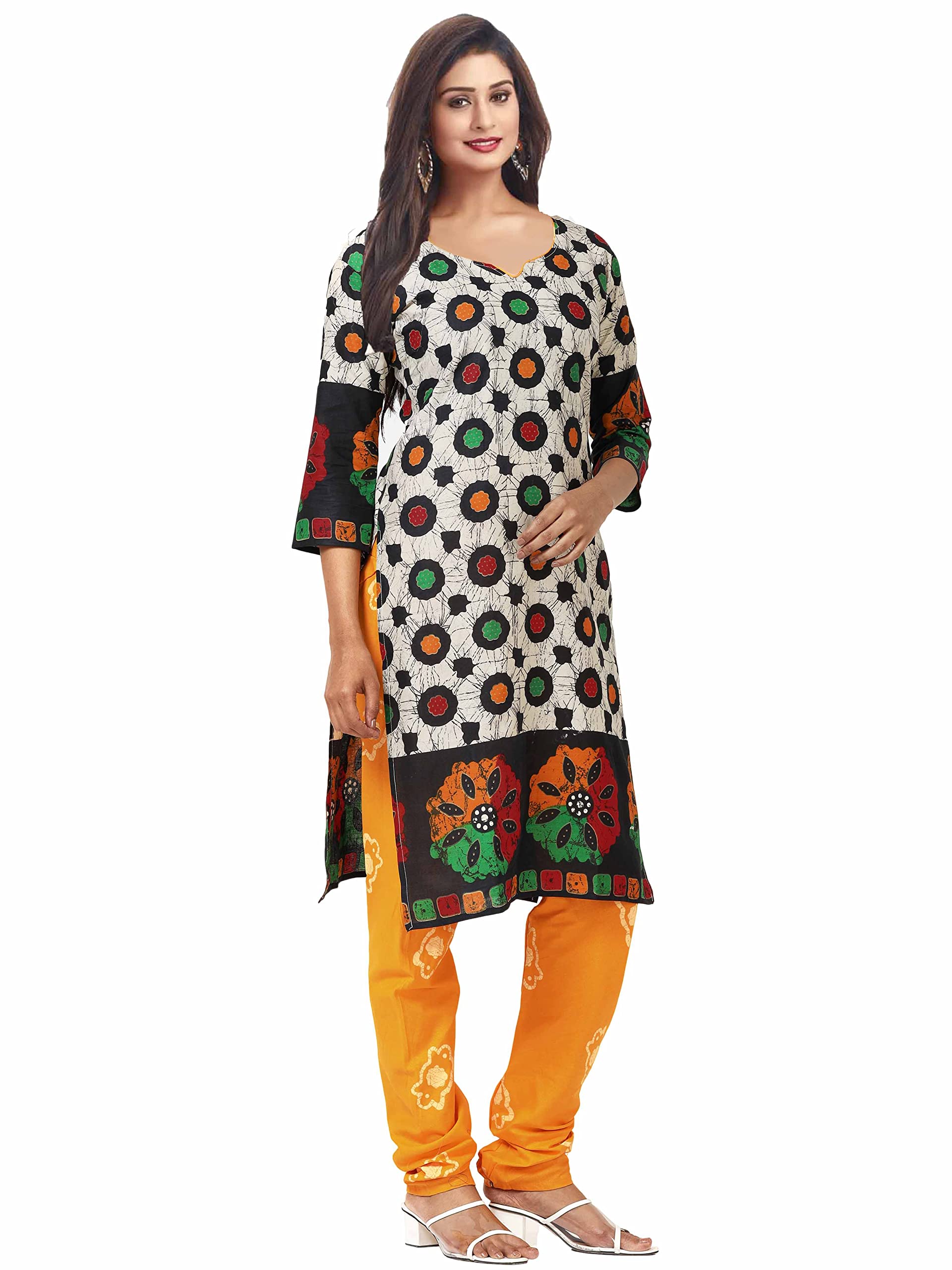Miraan Women's Printed Unstitched Cotton Dress Material (SAN7028_Multi-Coloured_Free Size) 1