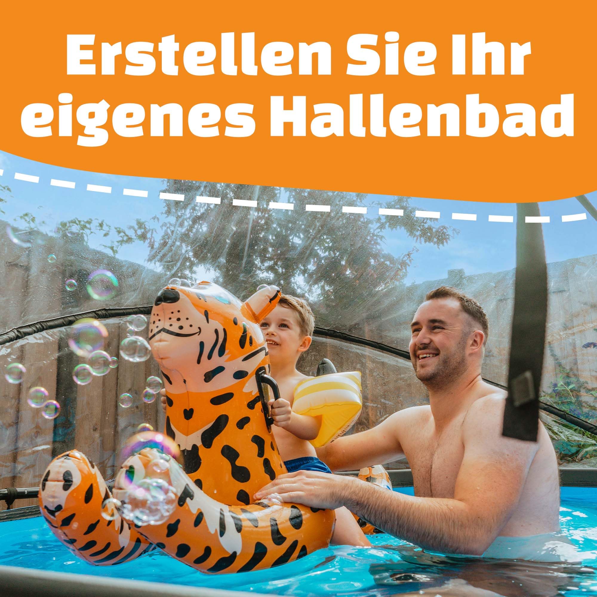 EXIT Toys Poolabdeckung Rund ø 450 cm Universell für Intex/Bestway Pools – Hält Wasser Warm und Sauber – Poolüberdachung mit Verbindungsset für Viele Marken – Transparent