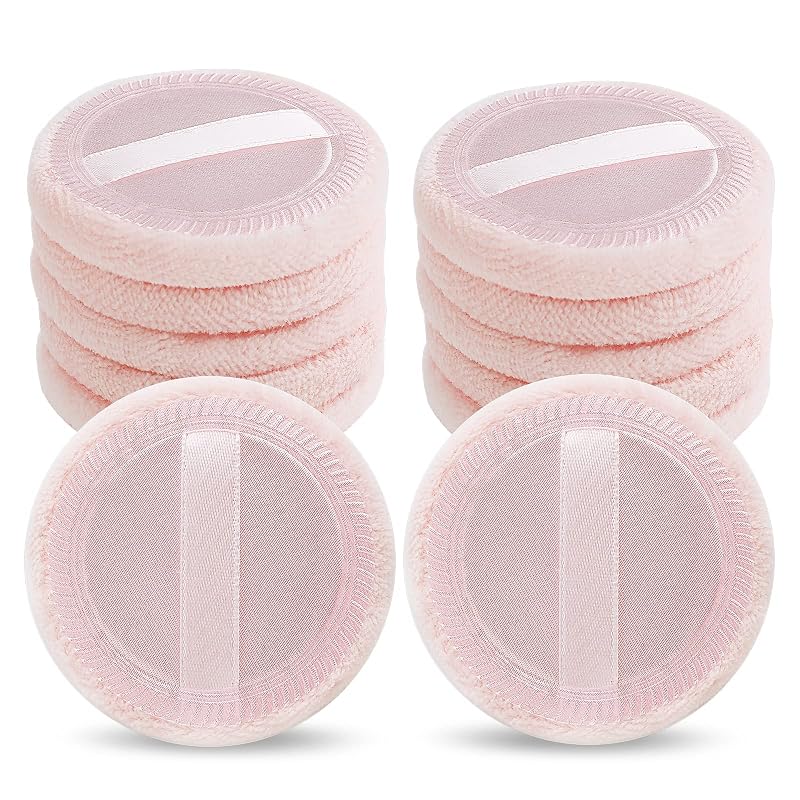 Sibba Esponjas Redondas para Maquiagem em Veludo Rosa, 12 Unidades