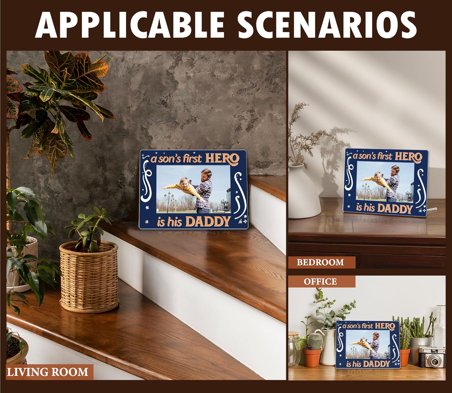 Dad Picture Frame, A Son's First Hero Is His Daddy Photo Frames, Fathers Day Birthday Christmas Gifts For Dad From Son, 4x6 Acrylic Frame, 02 - Image 4