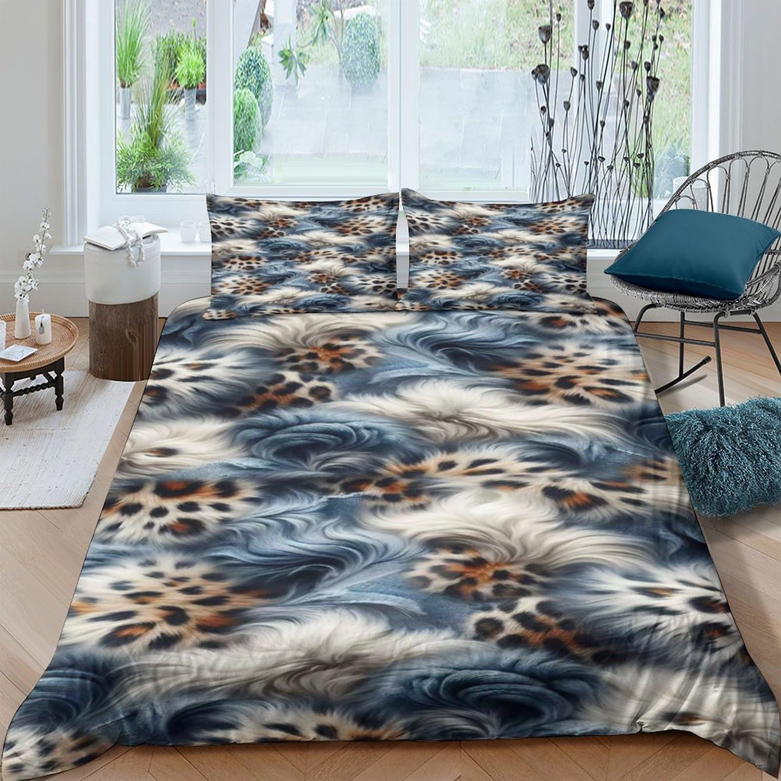 Ctjqhvkz Style-2 3D Printed Leopard Fur Pattern Fitted Sheet Microfiber Soft Breathable Animal Skin Bed Cover For Bedroom Guest Room Decor Single（135X200cm）