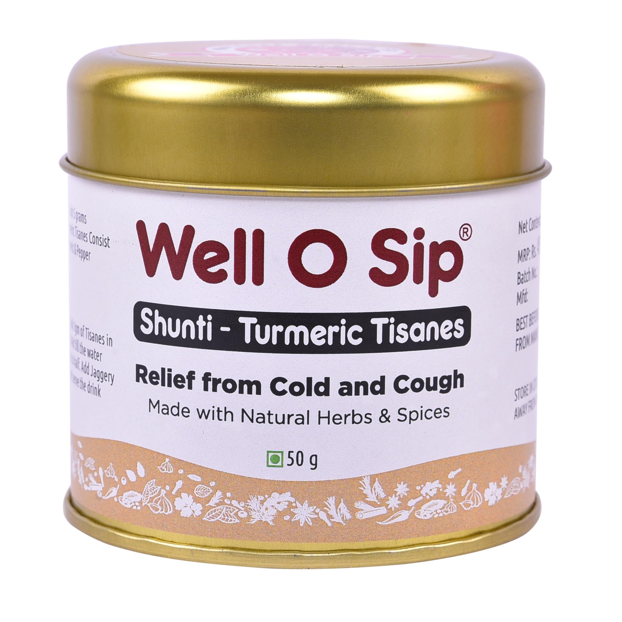 Shunti Turmeric Tisanes | Relief from Cold, Cough and Throat Pain | Immunity Booster | Hepful for Type2 Diabetes | Promotes Good Skin (75)-image-22