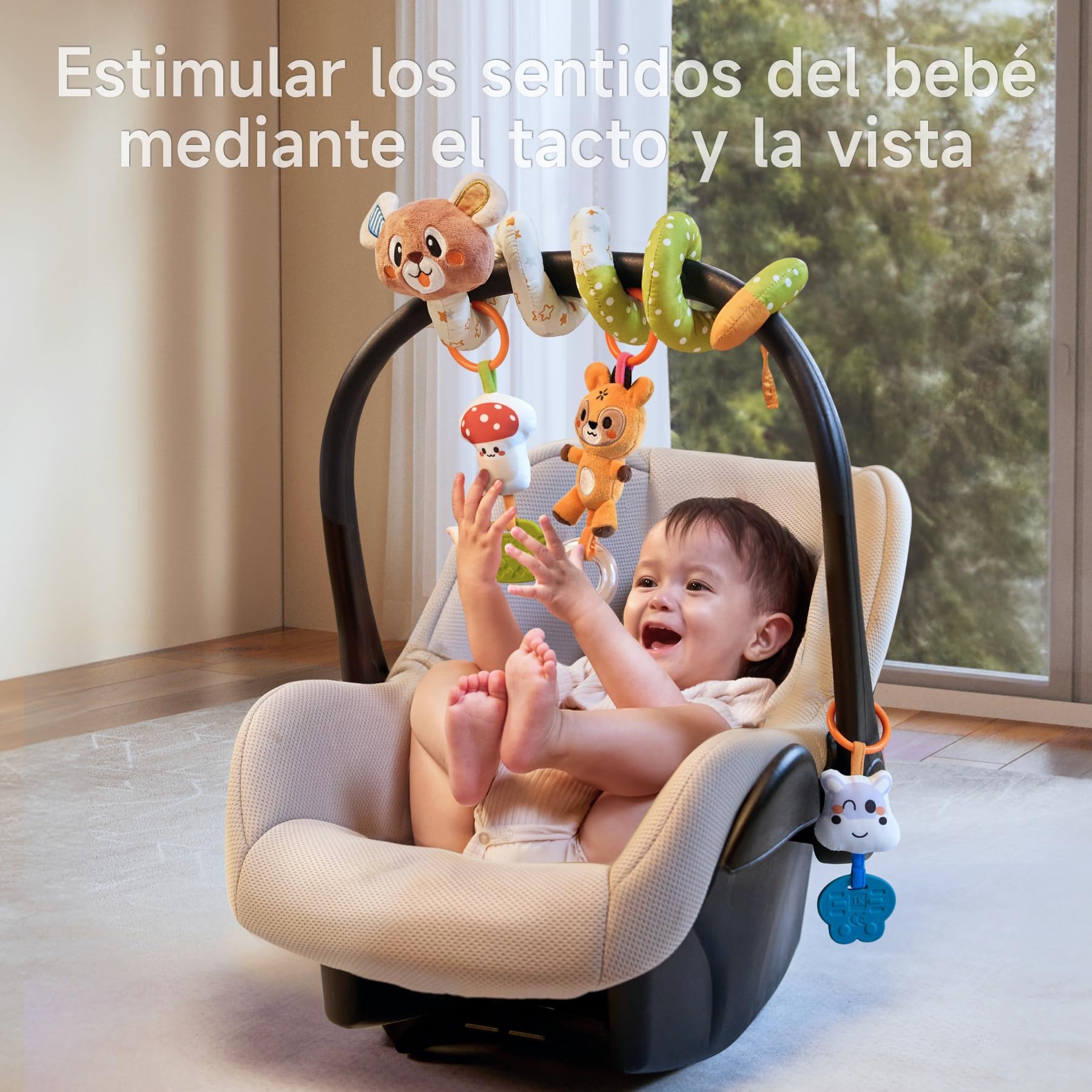TUMAMA Espiral Carro Bebe 0 3 6 Meses - Espiral de Actividades con Colgantes - Juguete de Cochecito para agarrar y Jugar - Juguete de bebé para la Cama, el Asiento del Coche - Bebes Regalos