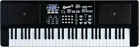 Teclado Musical Eletrônico Queen's de 61 Teclas com Microfone - Funções de Aprendizado Interativas, Biblioteca de Sons Diversa e Capacidade de Gravação - Preto