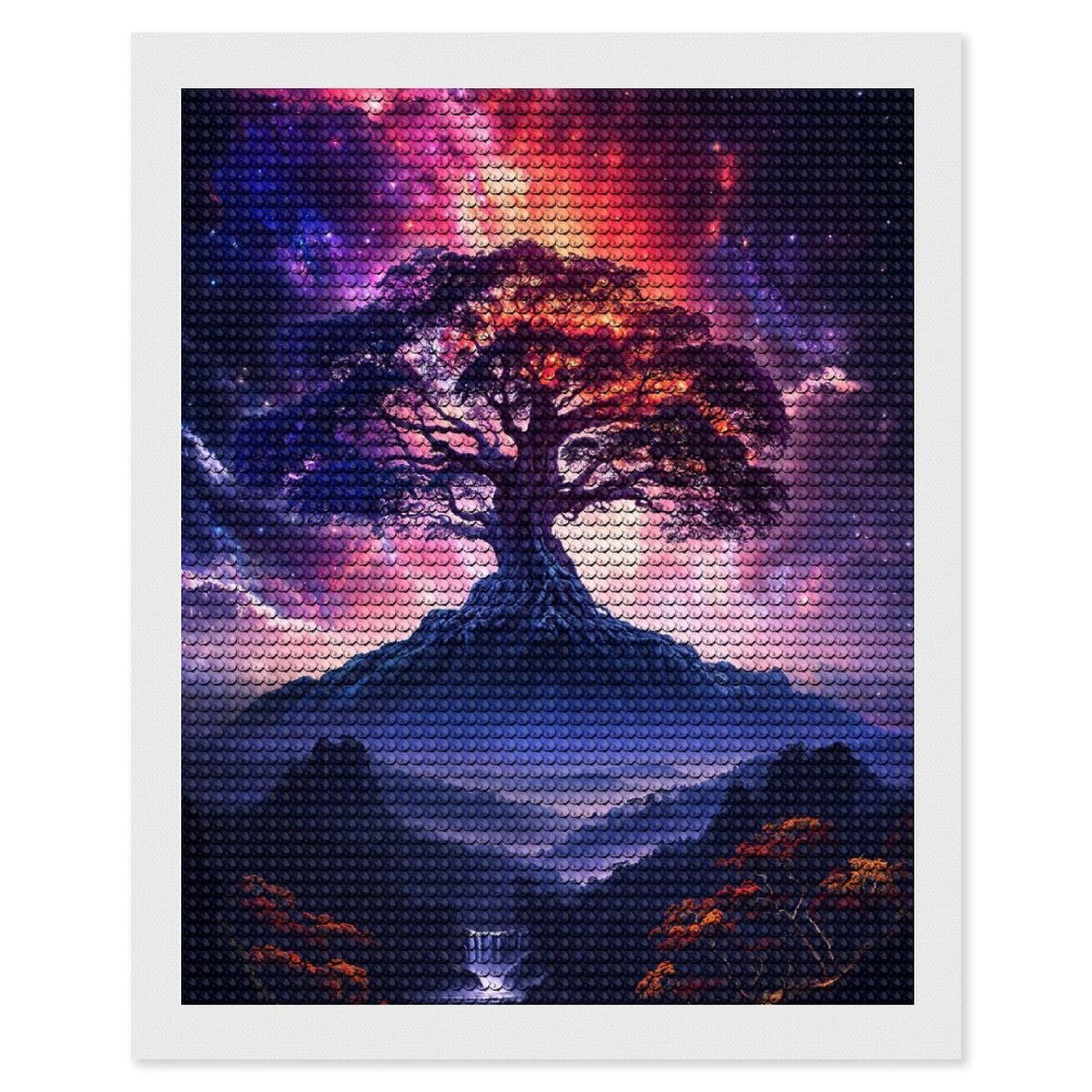 Junmoney Ancient Tree of Beginnings Diamond Art Canvas 16"x20", Decorate Your Room, Mindful Craft Activity, Cosy Home Accent, Thoughtful Handmade Gift