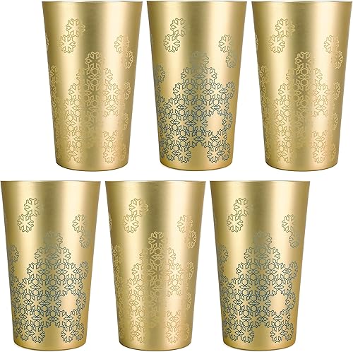 Arora Vasos de aluminio para bebidas, vaso dorado de metal que cambia de color, taza de aluminio de 20 onzas, juego de 6