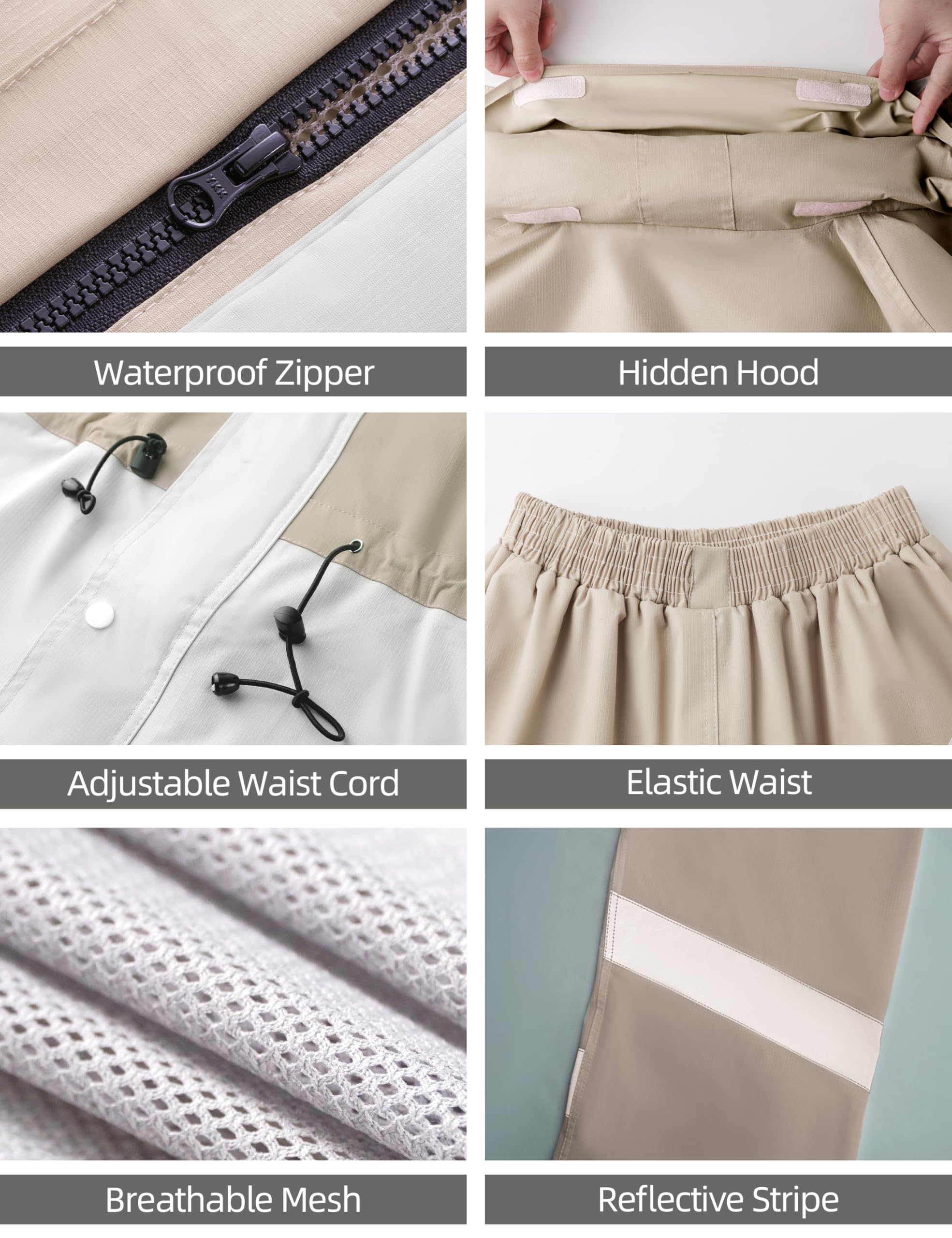 Regenanzug für Damen, wasserdichte Regenjacke und Hose mit reflektierenden Details, Anti-Sturm Regenbekleidung
