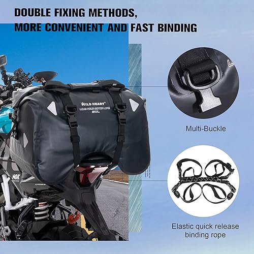Miniatura 3 de WILD HEART Bolsa trasera impermeable para motocicleta en forma de U de 50 L, duradera, almacenamiento impermeable para motocicletas, fácil de