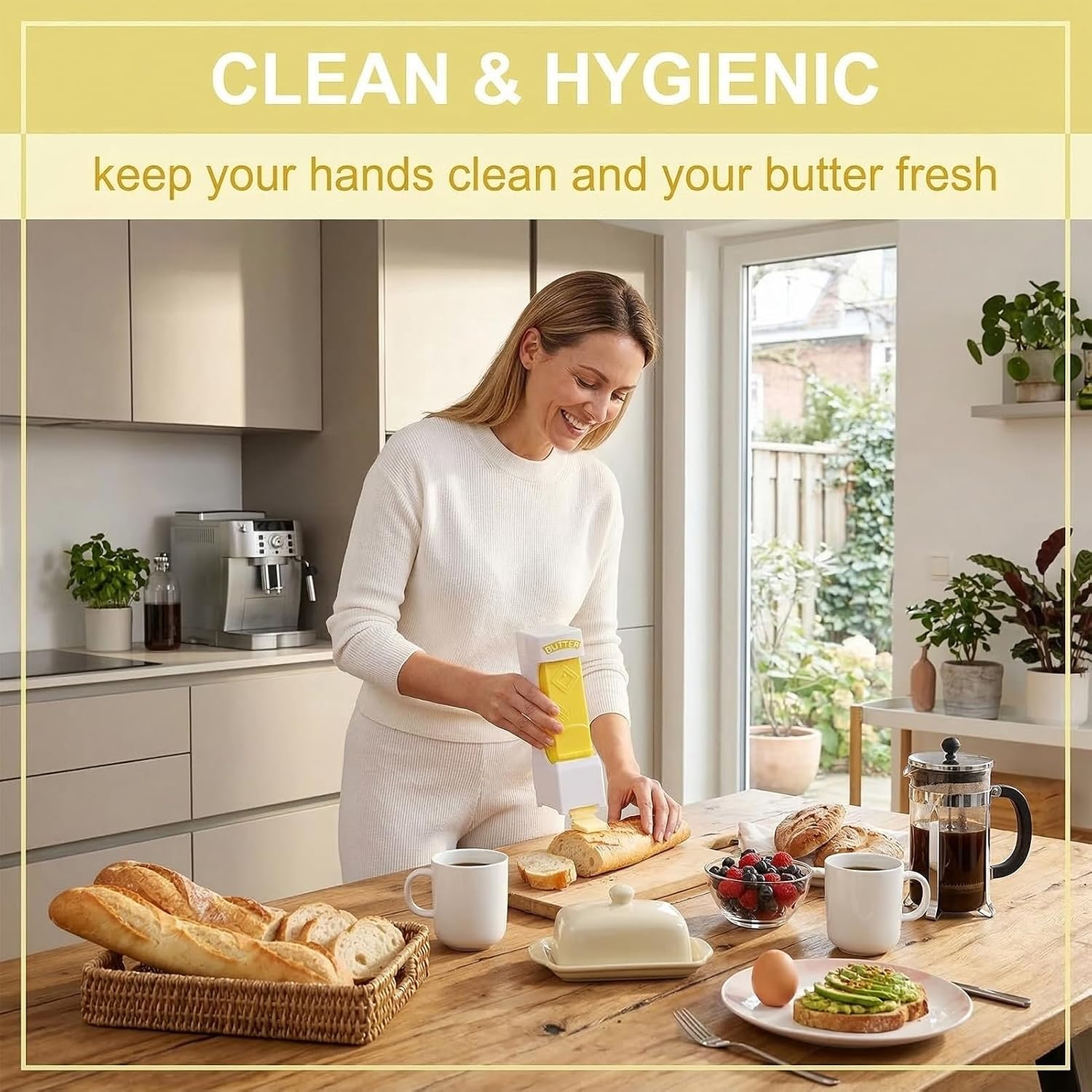 One-Click Butter Cutter with Stainless Steel Blade, Butter Dispenser