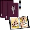 Lanpn Photo Albums 7x5 2 Packs, Linen Cover Small Acid Free Top Load Pocket Photo Book Picture Album Holds 52 Portrait Only 7 x 5 Picture Purple,13x18 cm