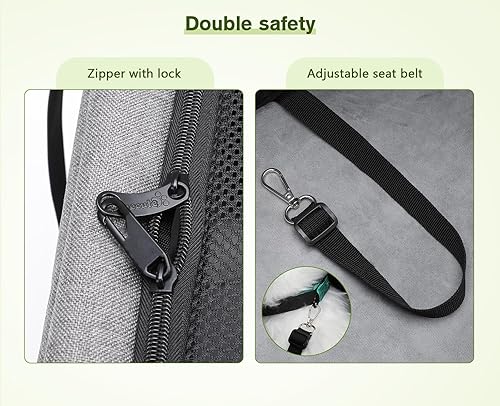 Miniatura 6 de Pecute Transportador de gatos con ruedas, marco de alambre de acero, bolsa estable para mascotas, bolsa de transporte para mascotas y cochecito,