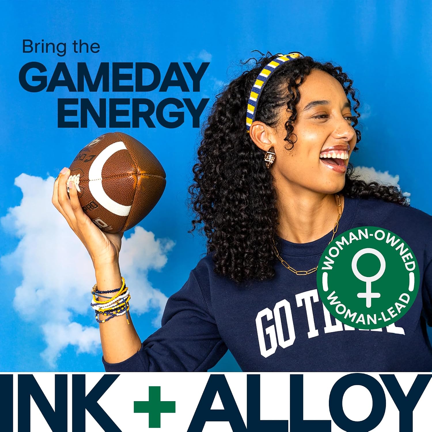 INK + ALLOY Game Day 11-Strand Beaded Bracelet – Handcrafted Stack for Sports Moms, Fans & Students – Lightweight & Bold – Perfect for Gameday