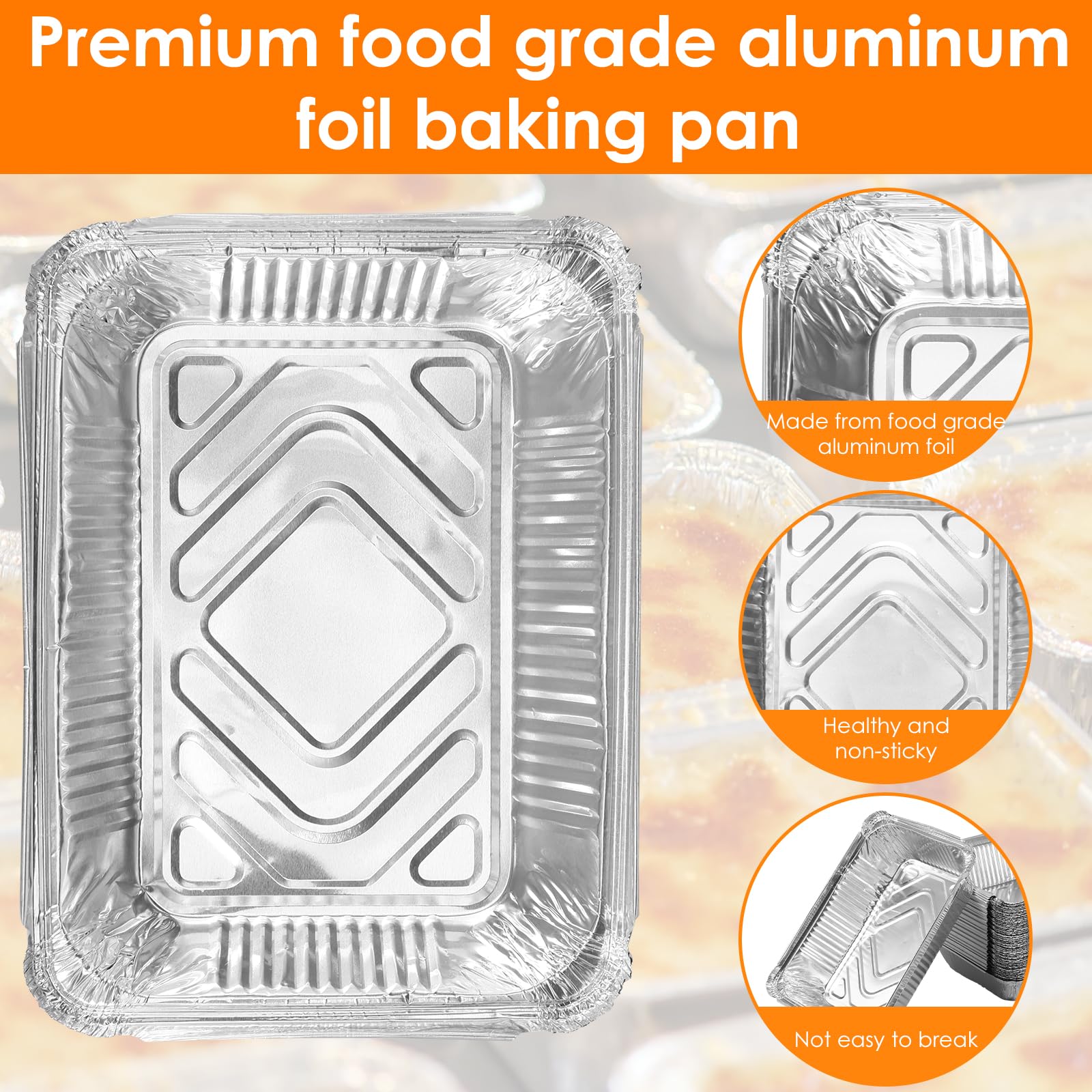 Eummy Lot de 50 plateaux rectangulaires en aluminium avec couvercles - 22 x 16 cm - Pour friteuse à air comprimé et four