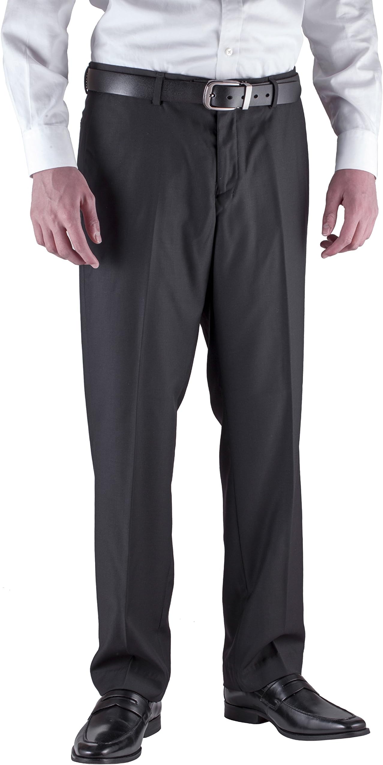 Men's Solid Color Flat Front Slim Fit Dress Pants