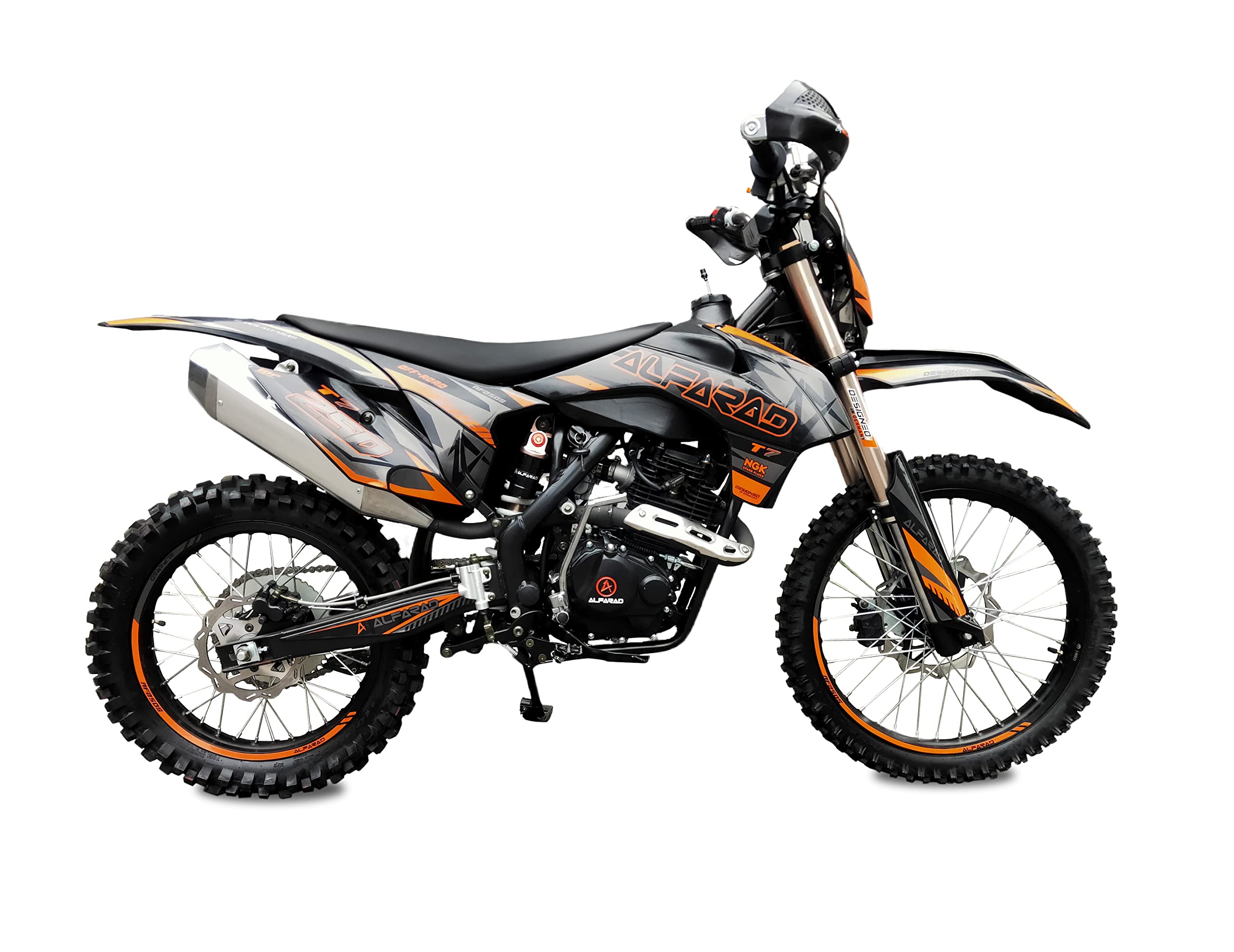 250ccm Alfarad T7 Dirtbike Vollsross Enduro Pitbike Crossbike Cross 21/18 Orange
