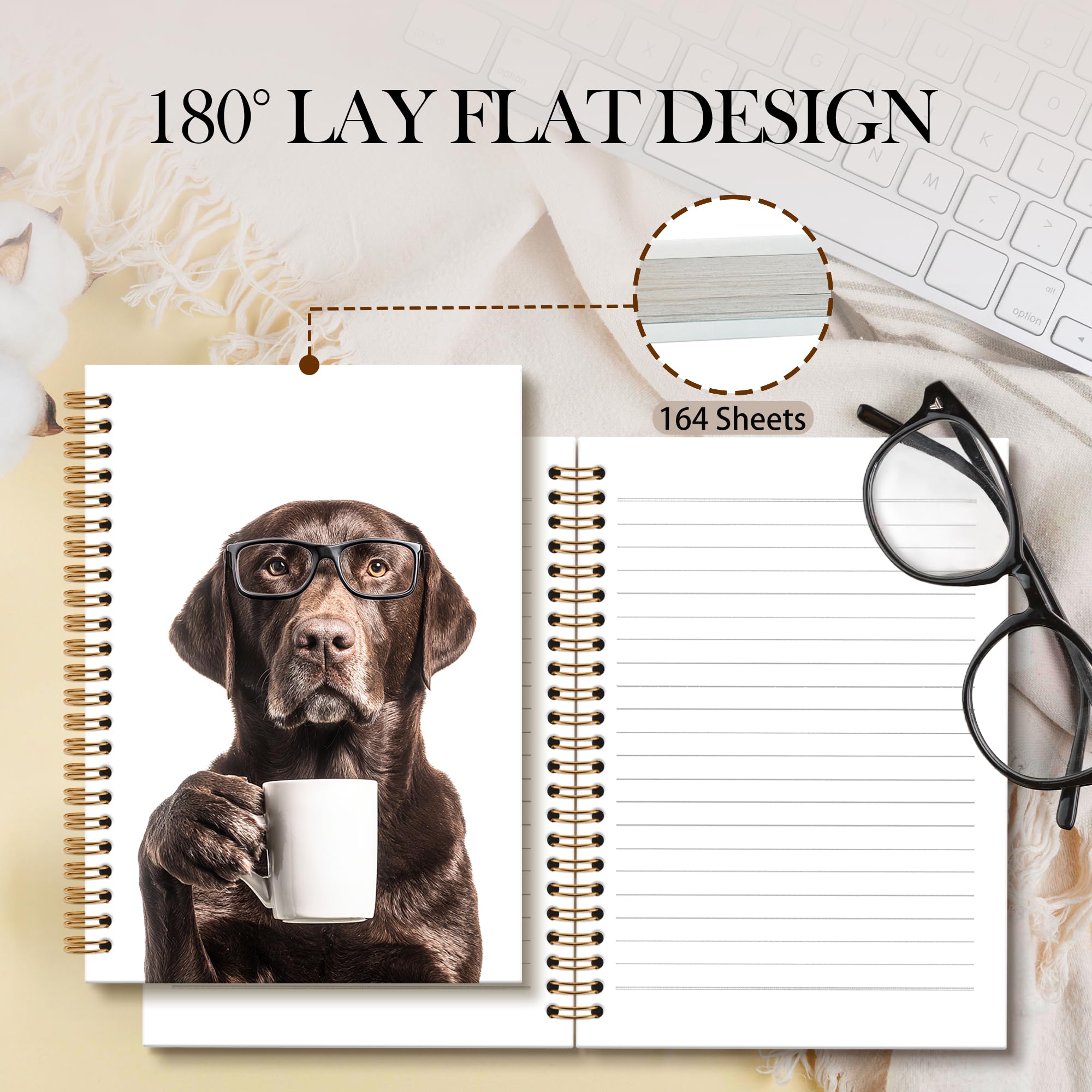 Chocolate Labrador Retriever Gifts Dog Journal, Gifts for Labrador Retriever Dog Lovers Spiral Notebook, Funny Coffee Lab Notebooks Dogs Lover Gift, Funny Dogs School Office Supplies, 6x8.2In