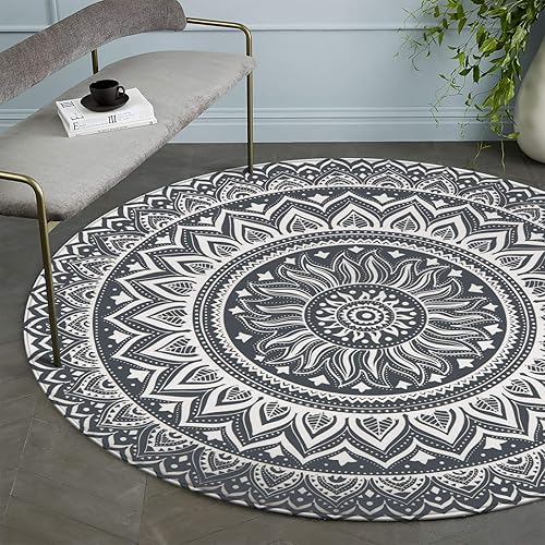 Miniatura 8 de LEEVAN Tapete redondo que se puede lavar a máquina antiderrapante no pierde fibras para sala de estar recámara cuarto de baño cocina suave tapete de