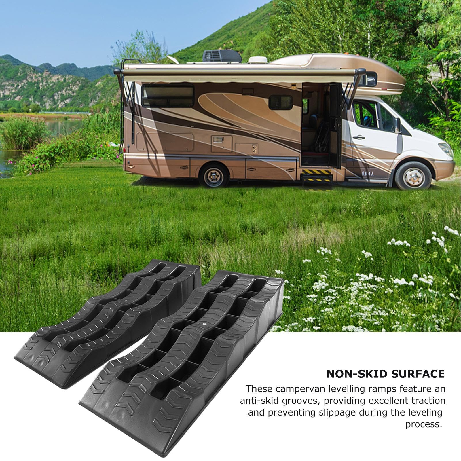 Cunei per Auto – 2 di livellamento per Camper Pesanti | 1 Set di stabilizzatori multifunzionali per Ruote per rimorchi, Ingranaggi Camper ad Alta trazione, di livellamento Professio