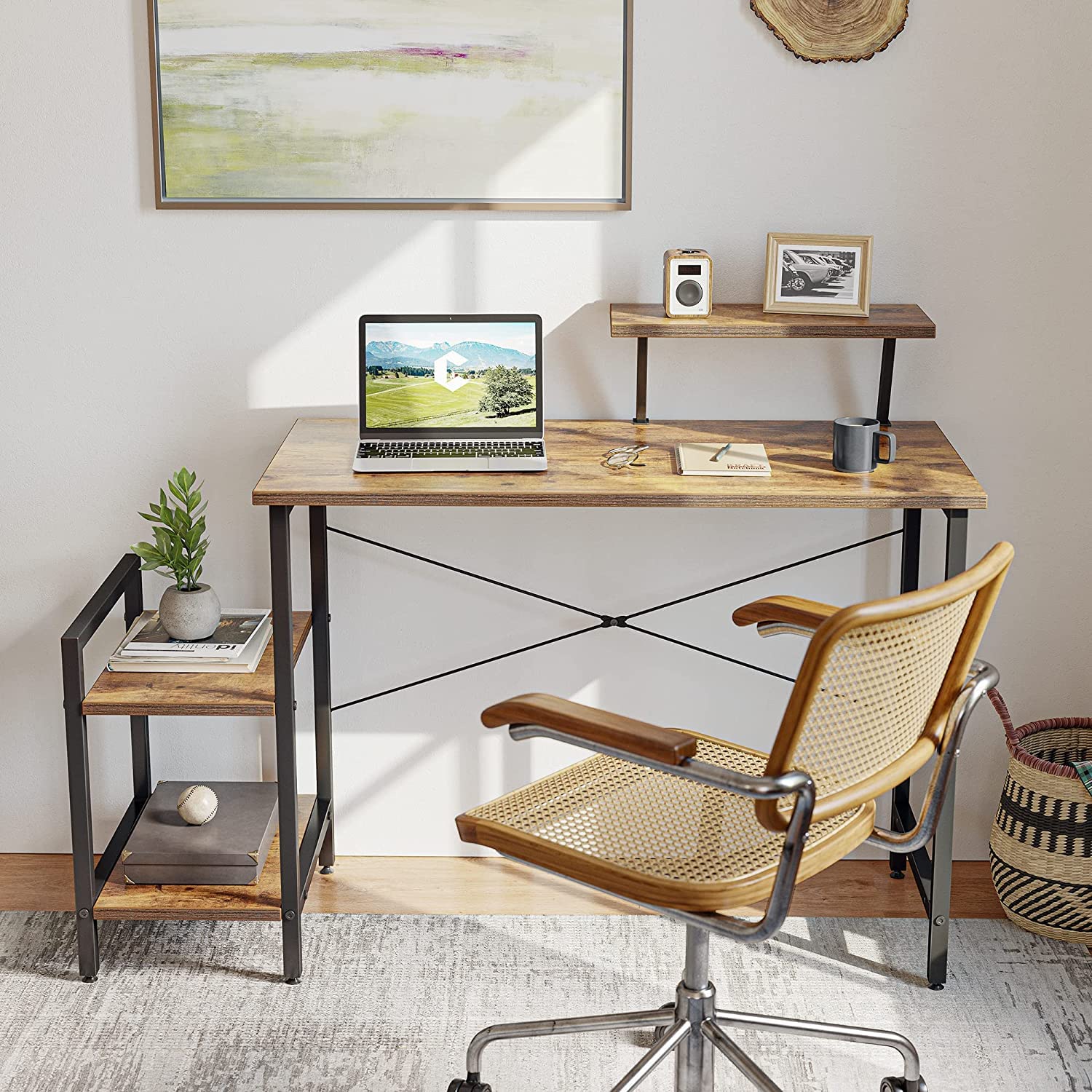 Tekavo Computer Table |Study Table For Students | Work Desk For Home Office With Storage Shelves & Monitor Riser | Color- Forest/Diy (80X50X73 Cm) - Engineered Wood, Matte, Multicolor (B0BRL1ZWSD) Amazon Price History, Amazon Price Tracker