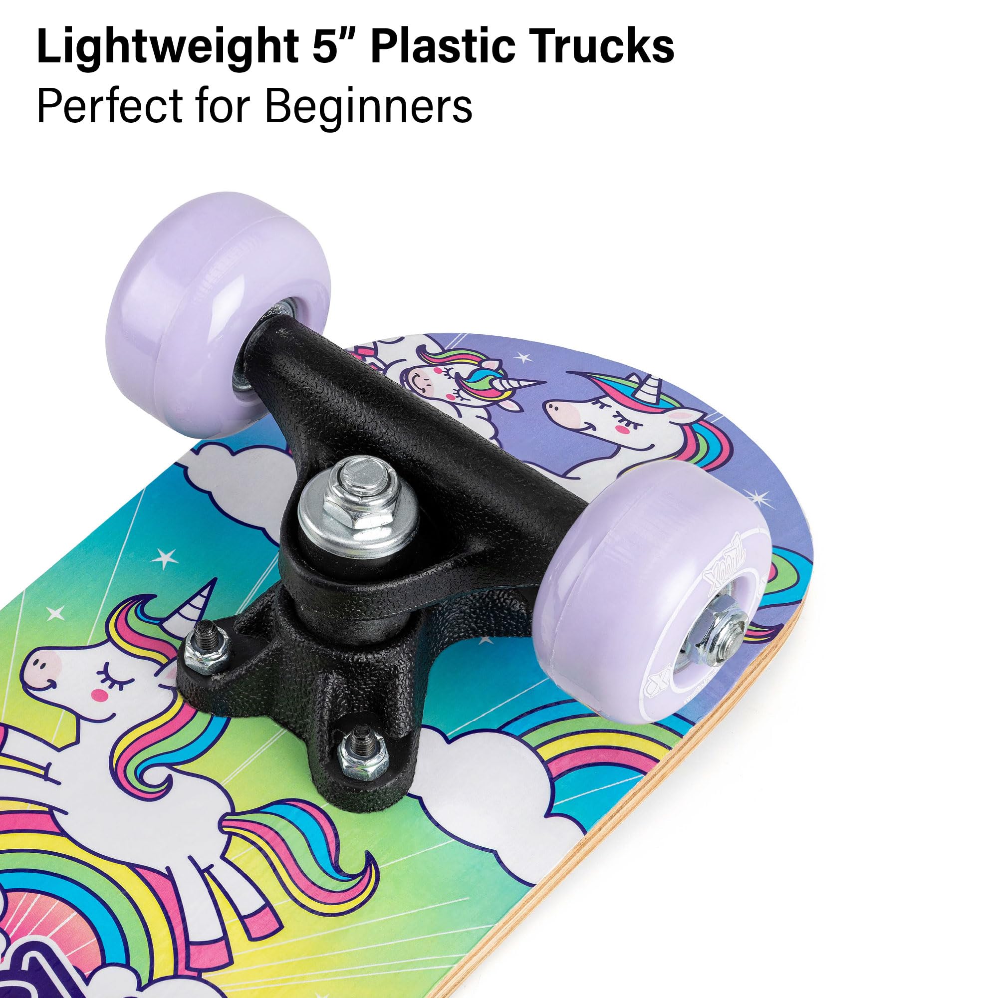Xootz Mini skateboard, motivo unicorno o mostro, 43,2 cm, per bambini e bambine, dai 3 anni in su