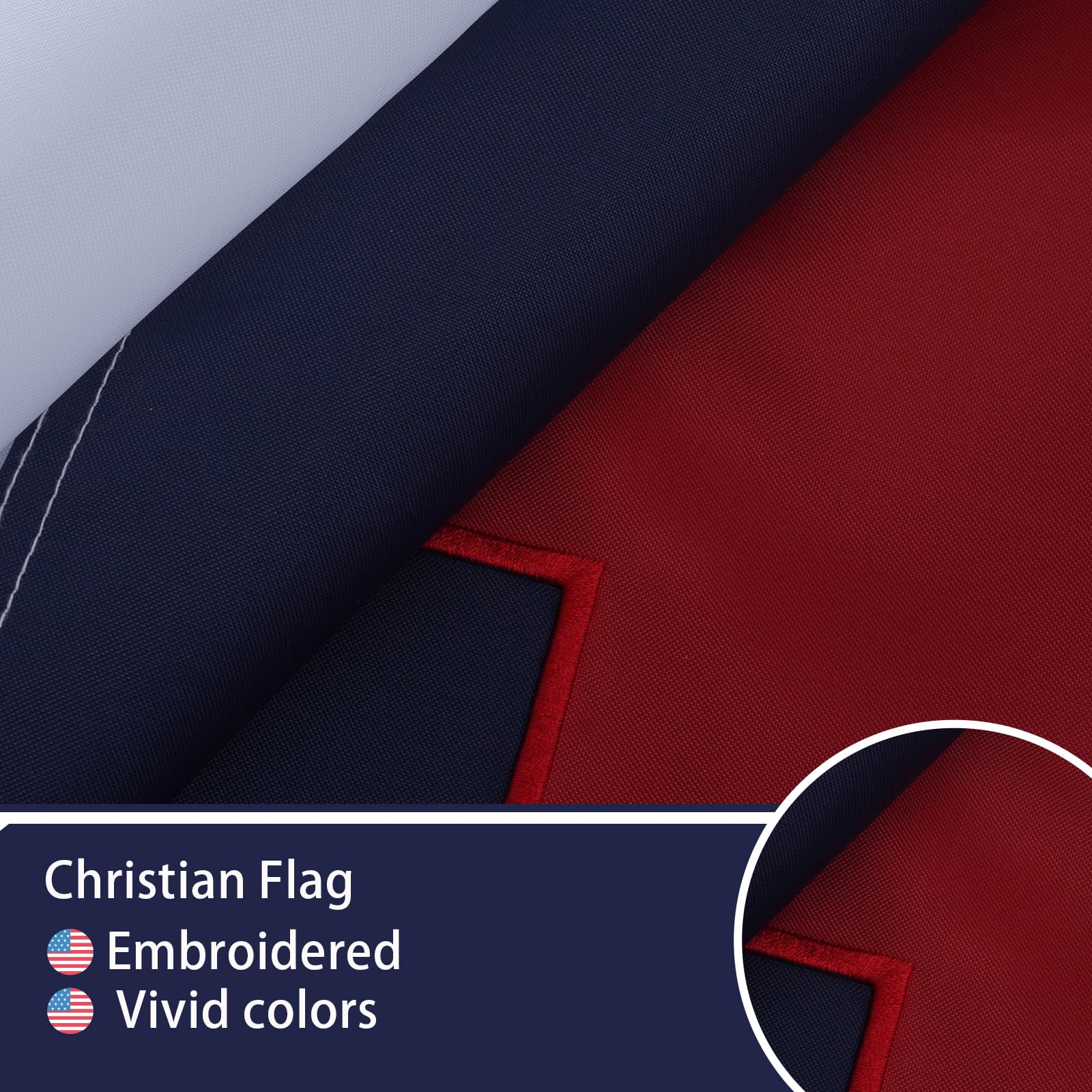 Bandiera Americana 40x60 Cm Ricamata Per Esterni: Doppia Faccia In Nylon Con Occhielli In Ottone. Resistente E Sventola Con Poco Vento. Prodotta Negli USA - 6