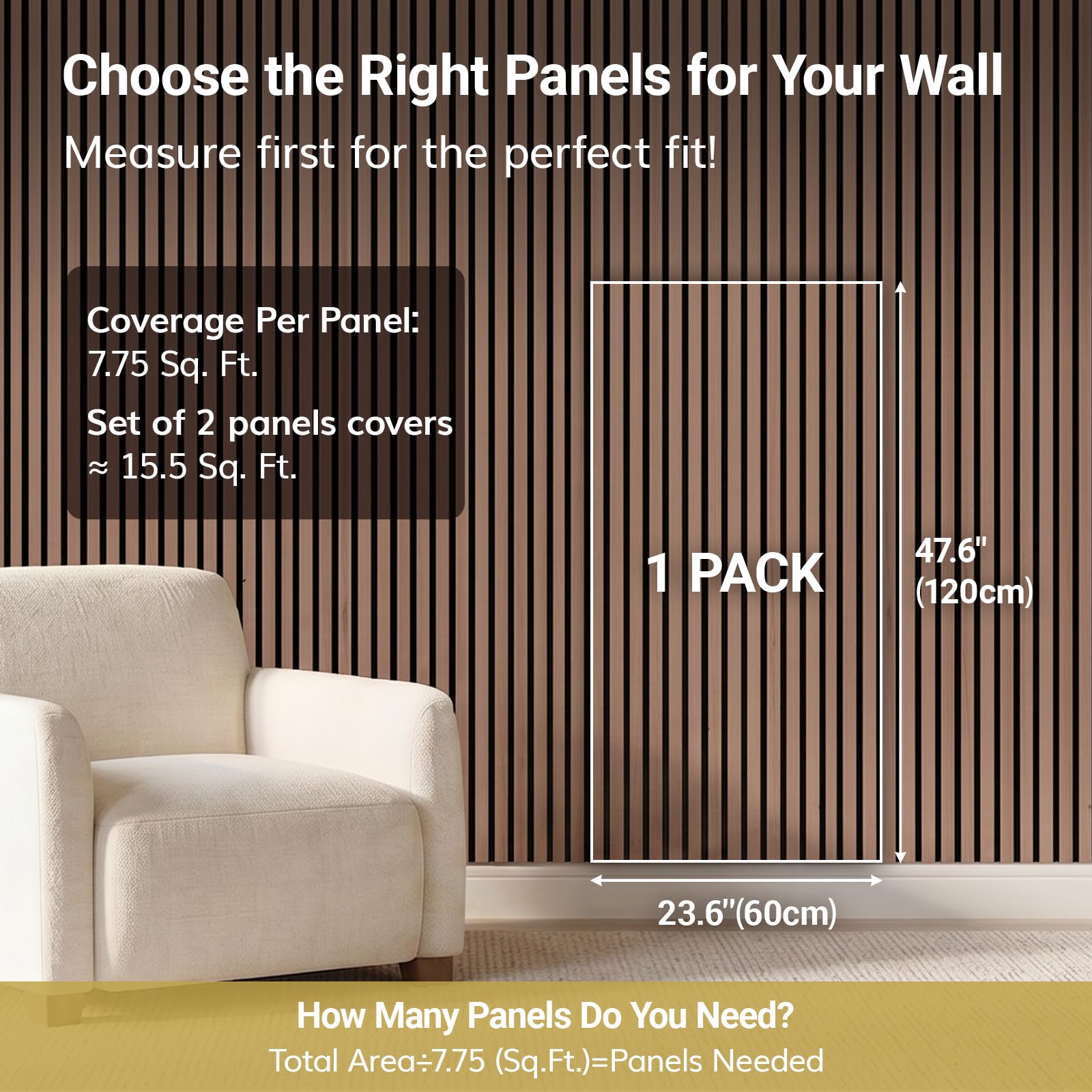 TONOR Panneau Mural Decoratif de Bois,120x60-1.44㎡, 2 Pièces, Chêne | Tasseau Bois Panneaux Acoustique, Claustra Intérieur Mdf, Decoration Murale pour Chambre, Salon, Gaming, Bureau, Studio