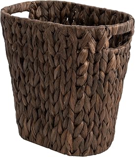 StorageWorks Wicker Trash Can, Wicker Waste Basket for Bathroom, Brown