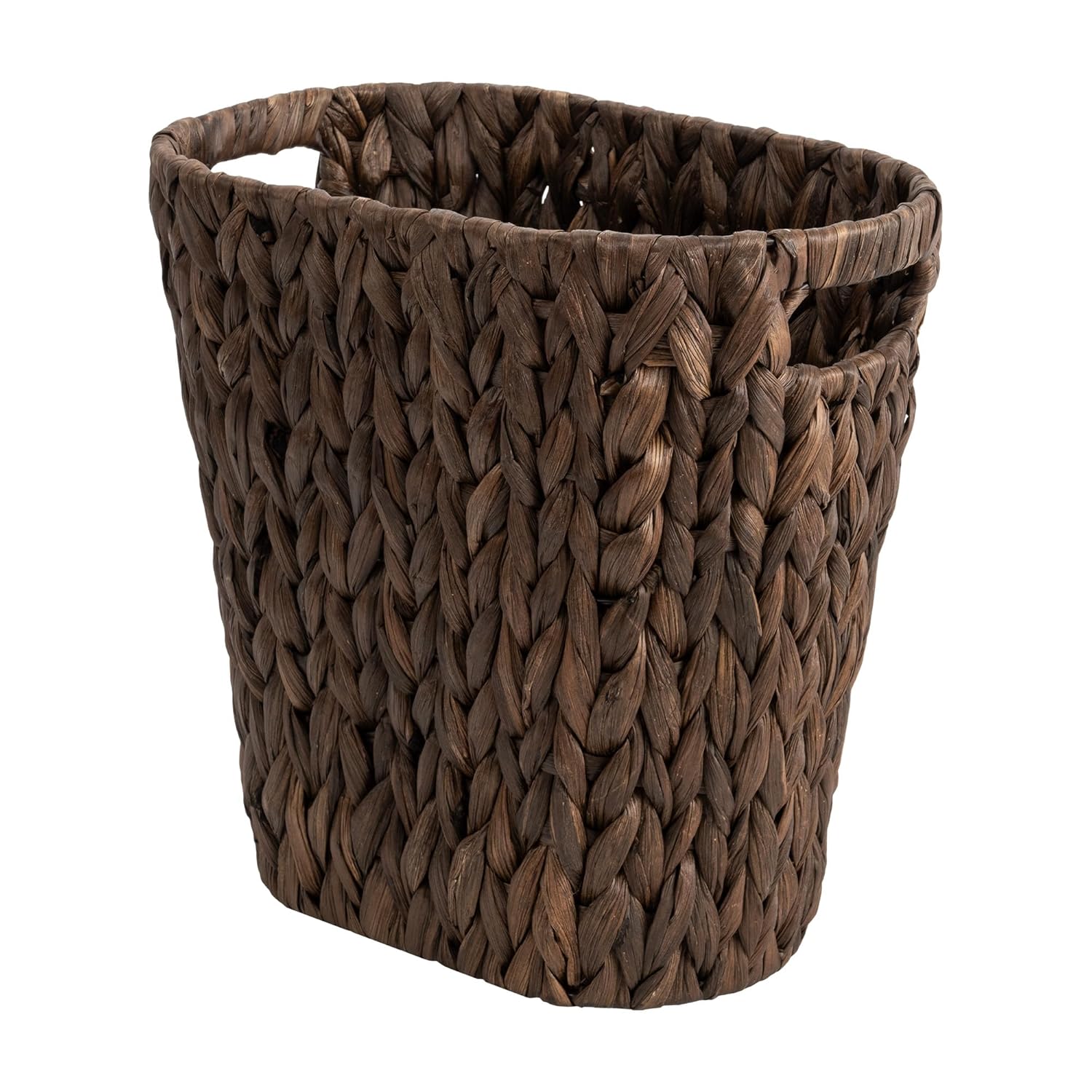 StorageWorks 4.5 Gallon Slim Bathroom Trash Can with Built-in Handles, Decorative Wicker Waste Basket for Bathroom and Bedroom, Office Garbage Cans for Bedroom, Narrow Trash Bin for Decor, Brown