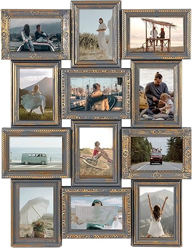 Vista 18 de J.M.Deco Marcos de Fotos Collage de 12 Aberturas Reunión Amigos Familia Memoria Marcos de Fotos para Decoración de Pared Marco de Foto Selfie
