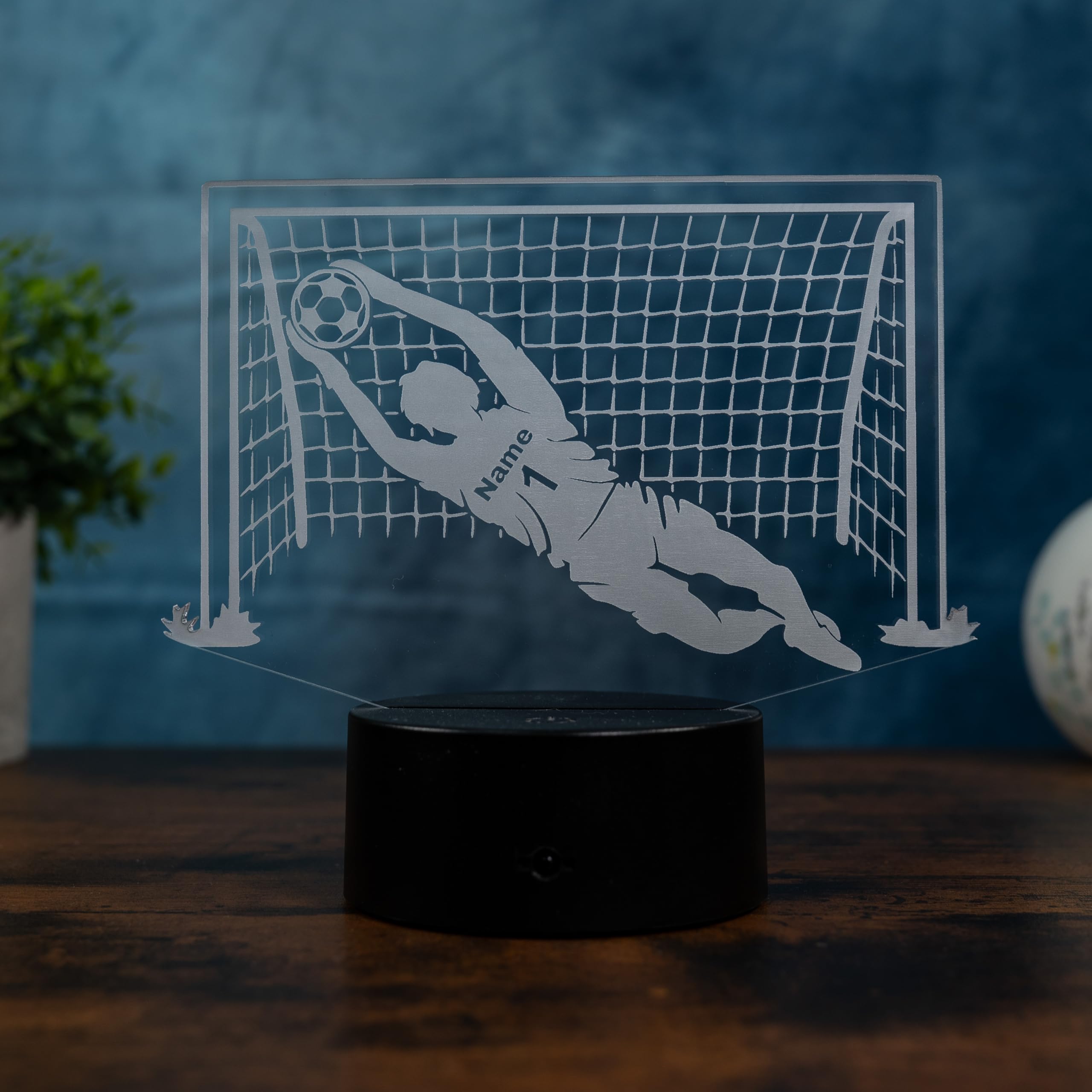 Personalisierte Fußball Torwart Lampe – 3D LED Nachtlicht mit Name – Geschenk für Torhüter & Fußballfans – Fußball Lampe mit Gravur – Deko für Jungs & Männer