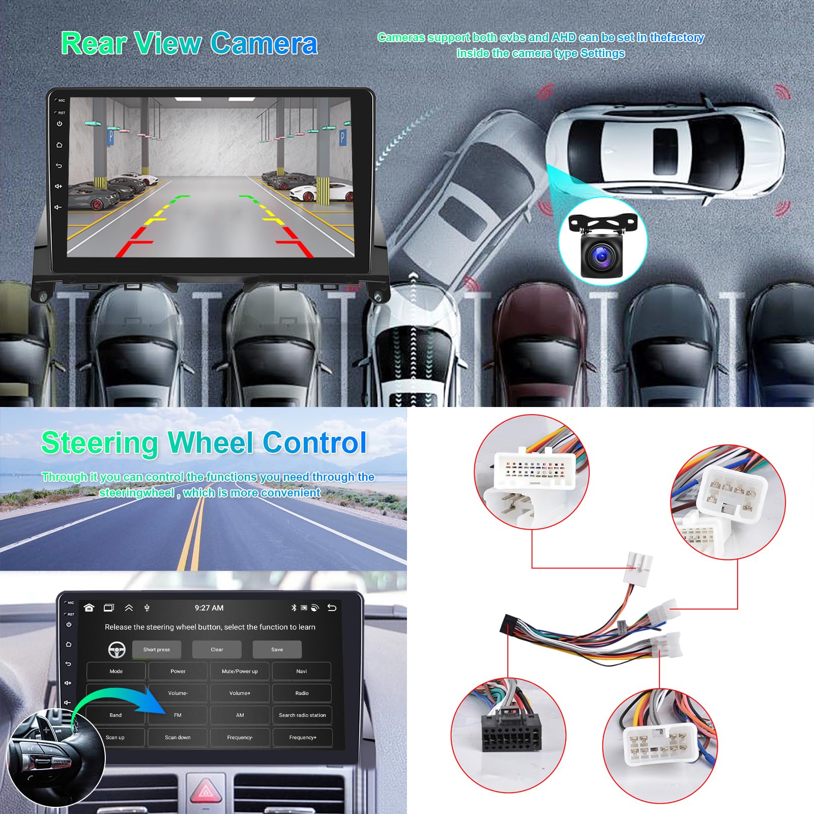 Hodozzy 8 Core Autoradio 4G+64G für Mercedes-Benz C-Klasse W204 S204 2007-2010 Android 9 Zoll IPS Bildschirm GPS Navi mit Carplay Android Auto Mirror Link 2DIN Autoradio Bluetooth DSP WiFi RDS Kamera