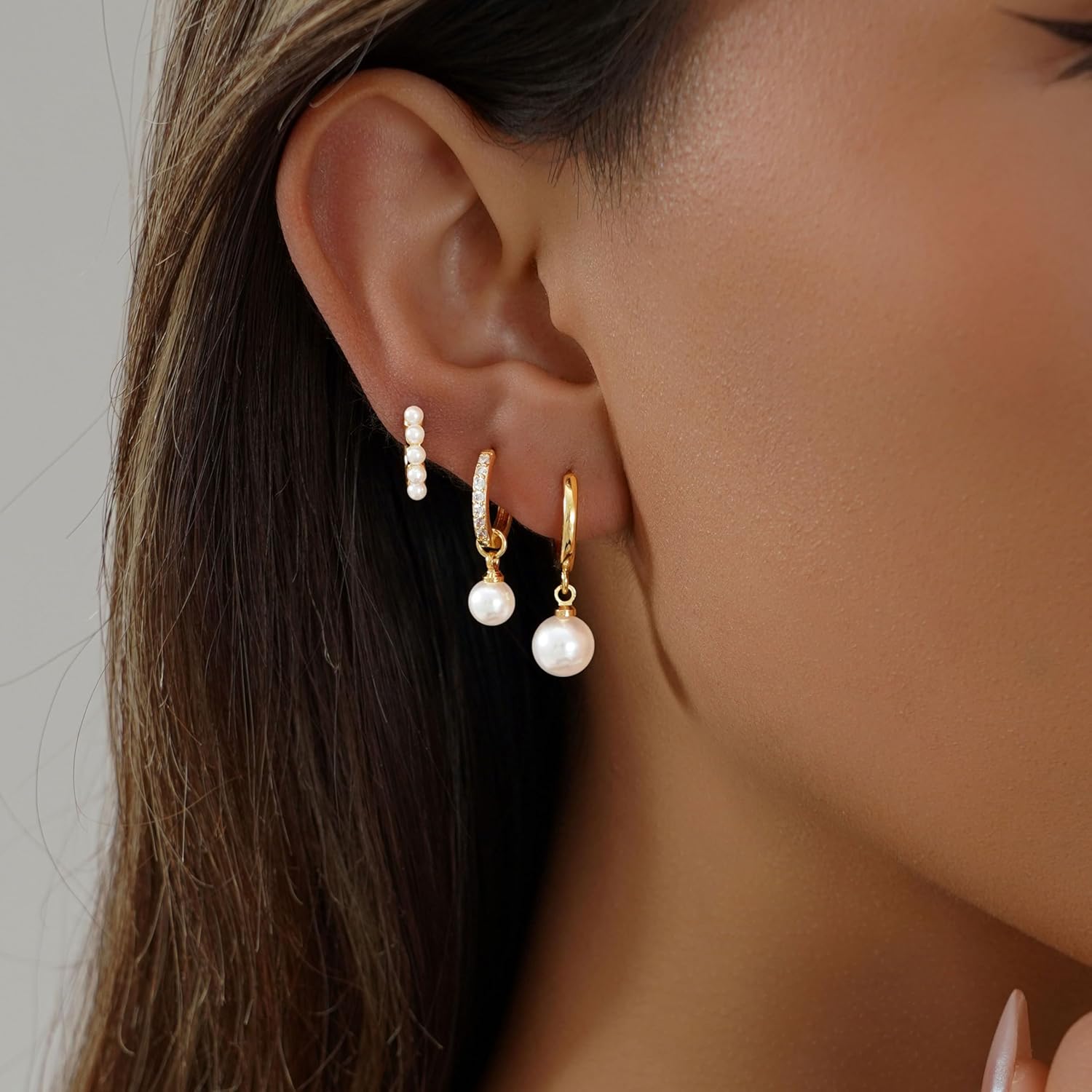 Gold Hoop Earrings Set for Women Trendy, 14K Gold Plated Hoops Huggie Earrings Dainty Cartilage Dangle Studs Cubic Zirconia Hypoallergenic Lightweight Jewelry - Image 5