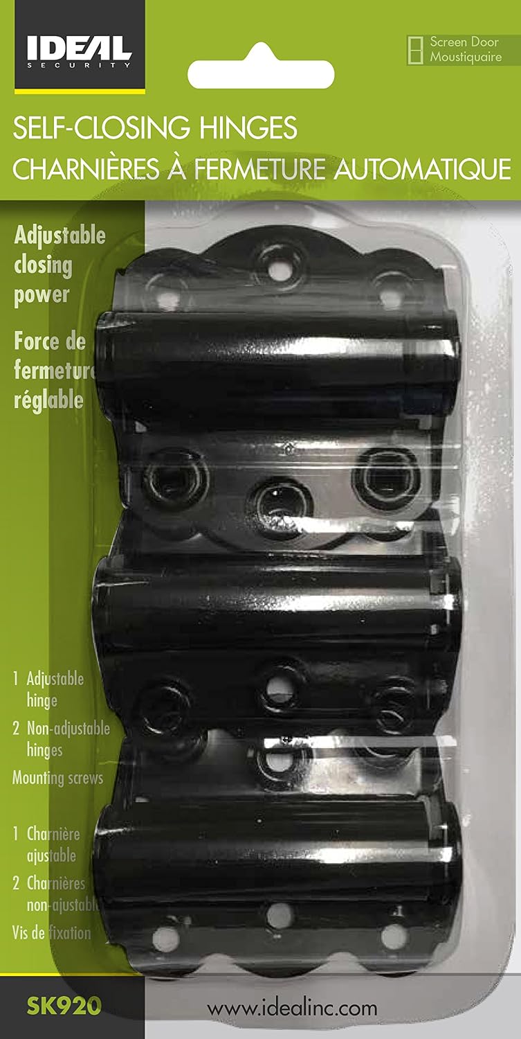 Ideal Security Door Hinges for Screen Door, Black (Pack of 3)