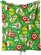 Christmas Green Grinch Little Girls Dog Snowflake Ultra-Soft Cozy Flannel Throw Blanket for Couch Bed Sofa Living Room, Lightweight Plush Fuzzy Blanket Bed Fleece Throw 51x39''