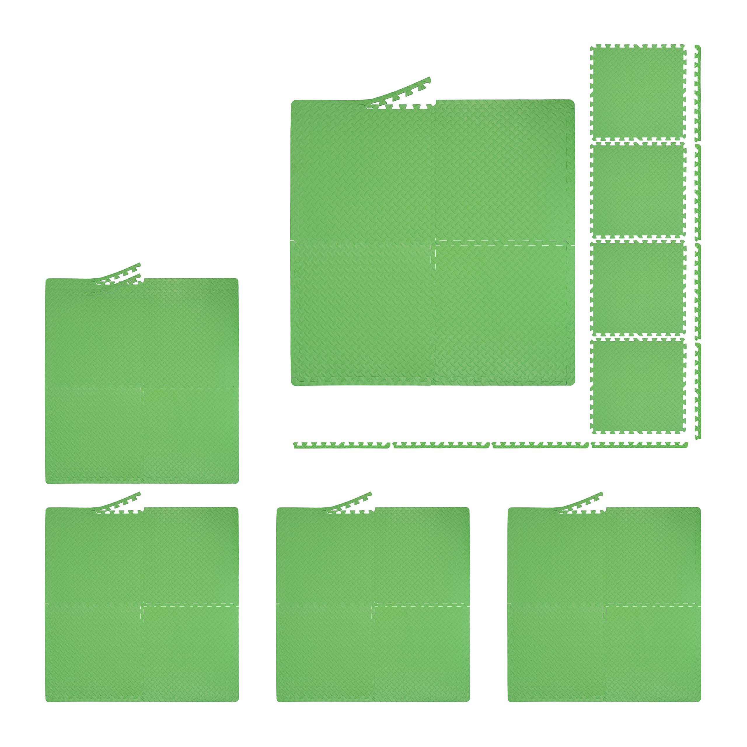 Relaxdays beschermmat fitness, 60 x 60 cm, 8 vloermatten met rand, EVA, voor hometrainer, loopband & kinderkamer, groen