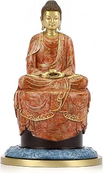 Pure Copper Big Buddha Statues - Meditating Sitting Buddha Figurine, Handmade Buddah, Buda, Budda, Buddha Statue Indoor,Buddha Statues for Home,Buddha Decor, Buddhas,Buddha Gifts Red