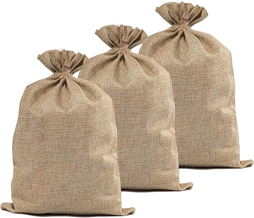 Bolsas de arpillera - Sacos de arpillera de yute natural de 20 x 30 pulgadas, bolsas reutilizables para cultivo de plantas, soportes para verduras