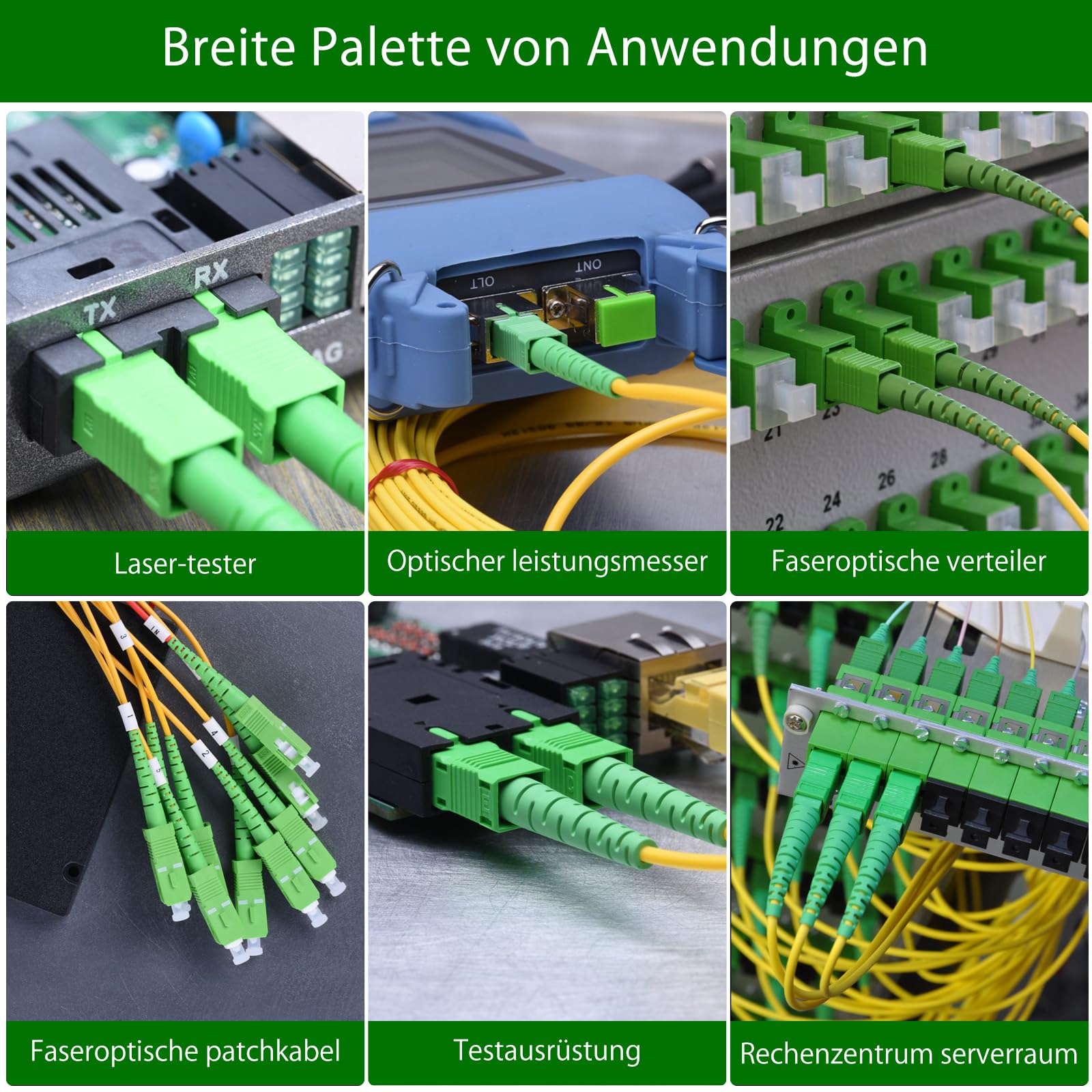 Adattatore in fibra ottica LC/APC Femmina a SC/APC Connettore Singlemode 9/125um Simplex Hybrid Fibra Ottica Cavo Prolunga per conversione Interfaccia, OTDR, VFL ecc.