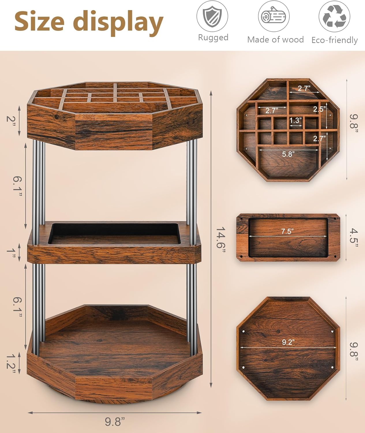 Homde Makeup Organizer 360 Degree Rotating Cosmetic Storage Display Perfume Organizer Cologne Organizer