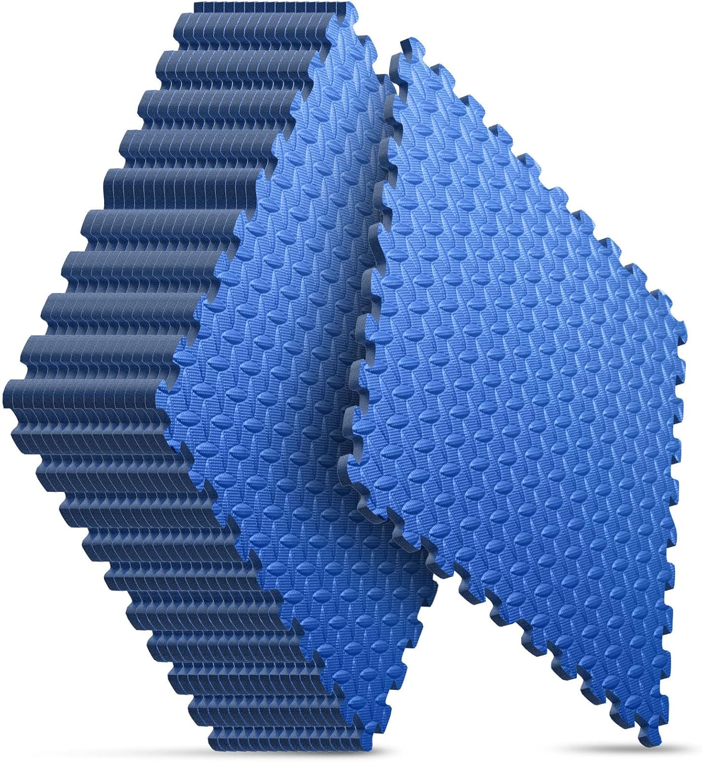 Home Gym Mat, Puzzle Exercise Mat, of EVA Interlocking Foam Floor Tiles for Home Workout Equipment and Kids’ Play Areas – Blue, 24 in x 24 in x ½ in – 16 Tiles (Blue, 16 Pack 64 sq ft)