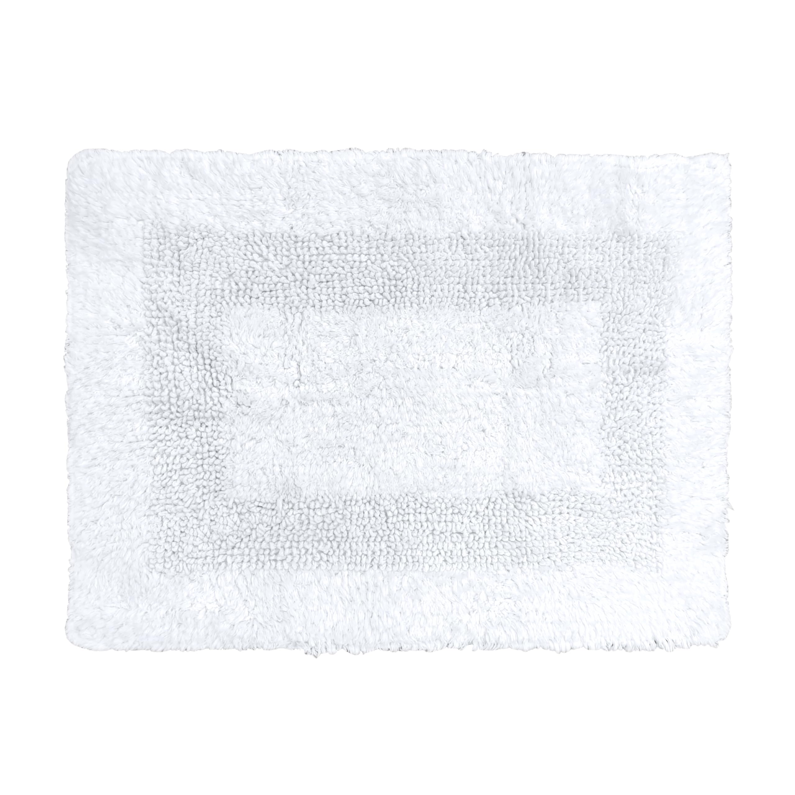 Cotton Reversible Bathmat Rug 17x24 - White, Ultra Soft Bathtub Floor Bath Rugs Ideal for Toilet, Bathroom, Kitchen | Super Absorbent Quick Dry Hotel